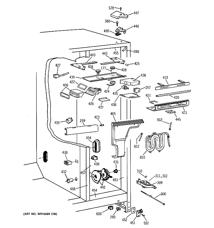 FRESH FOOD SECTION Diagram and Parts List for TPG21JRCEBB  General Electric Refrigerator