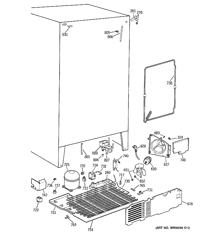 UNIT PARTS Diagram and Parts List for TPG21JRCEBB  General Electric Refrigerator