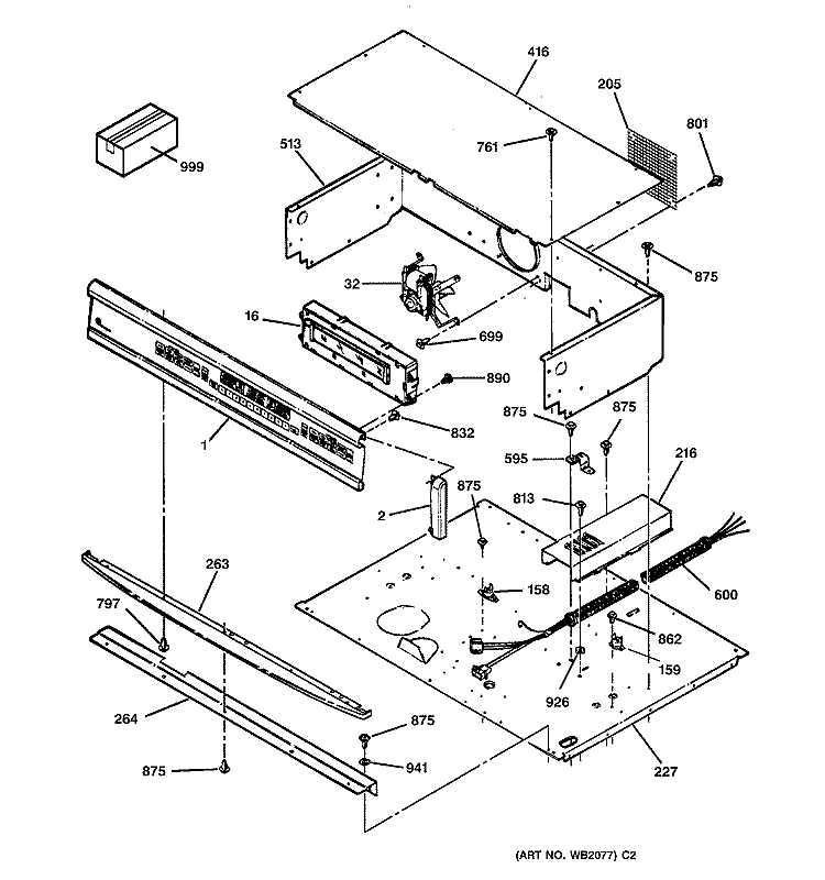 CONTROL PANEL Diagram and Parts List for ZET757BA1BB  General Electric Wall Oven