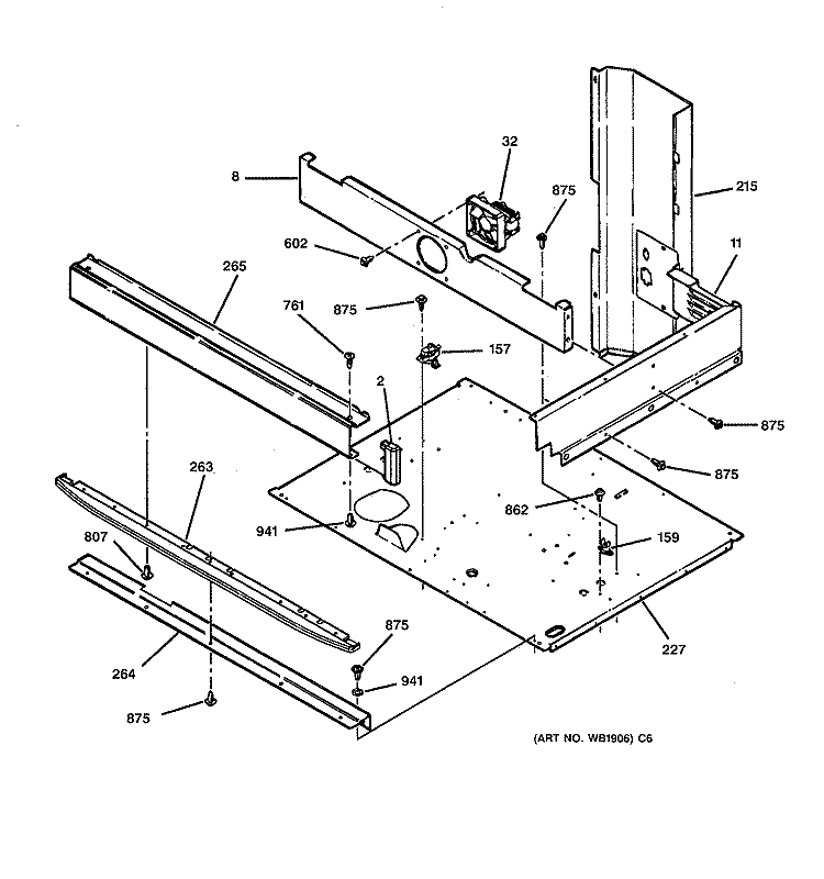 CENTER SPACER Diagram and Parts List for ZET757BA1BB  General Electric Wall Oven