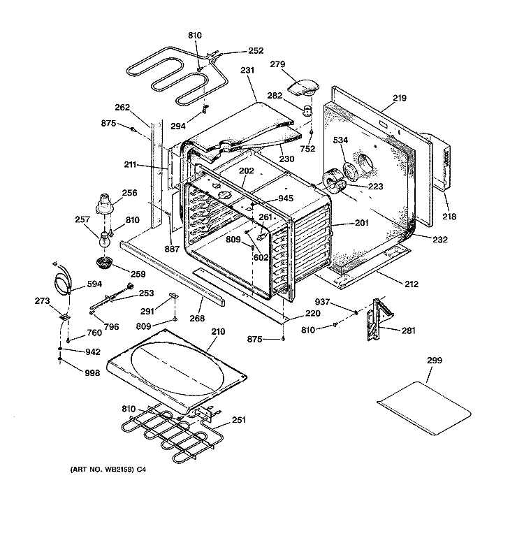 LOWER OVER Diagram and Parts List for ZET757BA1BB  General Electric Wall Oven