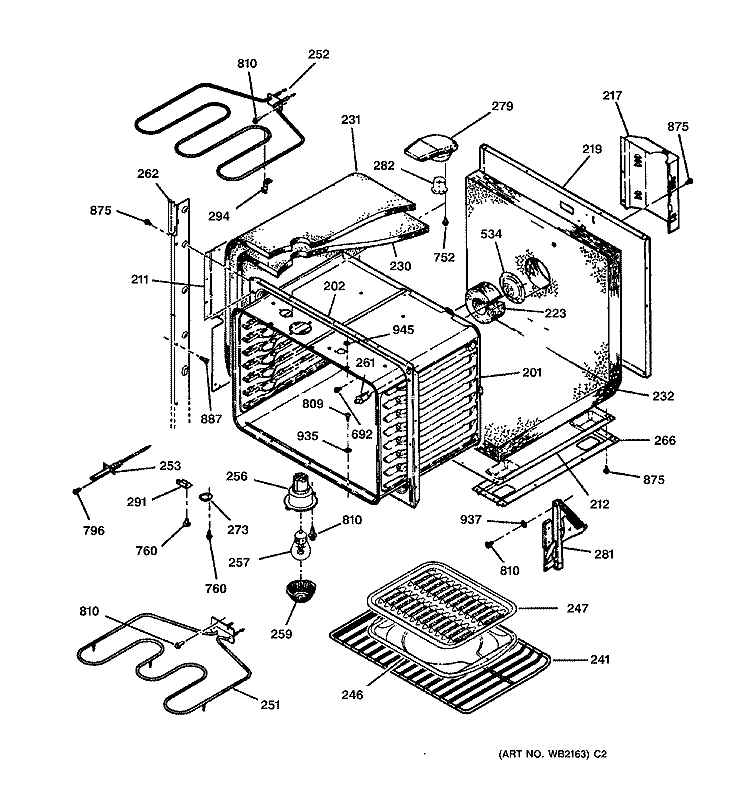 UPPER BODY Diagram and Parts List for JTP45BA1BB  General Electric Wall Oven