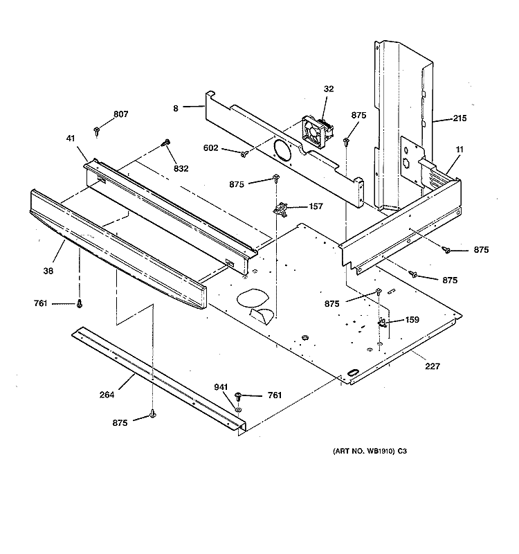 CENTER SPACER Diagram and Parts List for JTP45BA1BB  General Electric Wall Oven