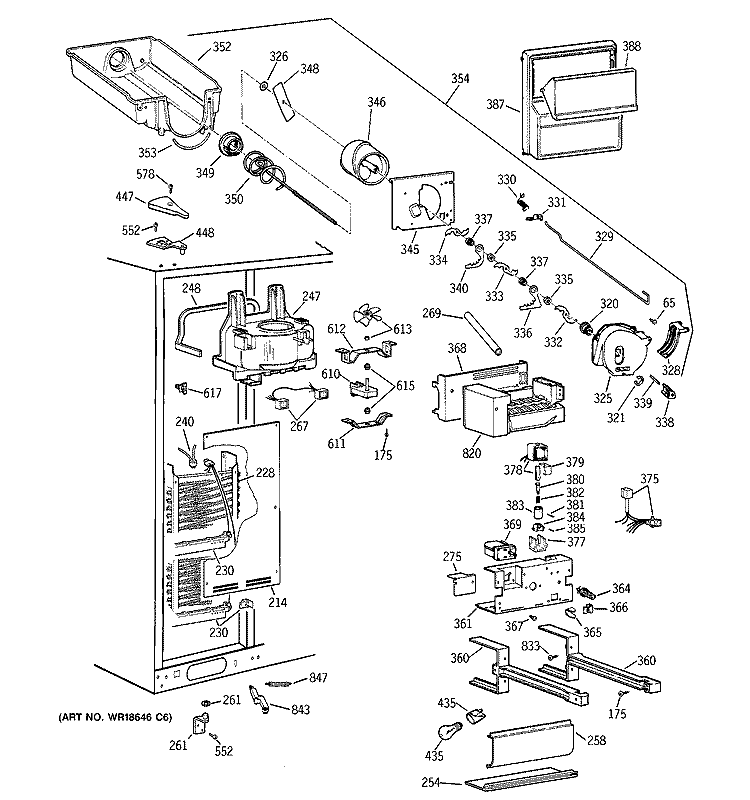 FREEZER SECTION Diagram and Parts List for TPG24PRCEWW  General Electric Refrigerator