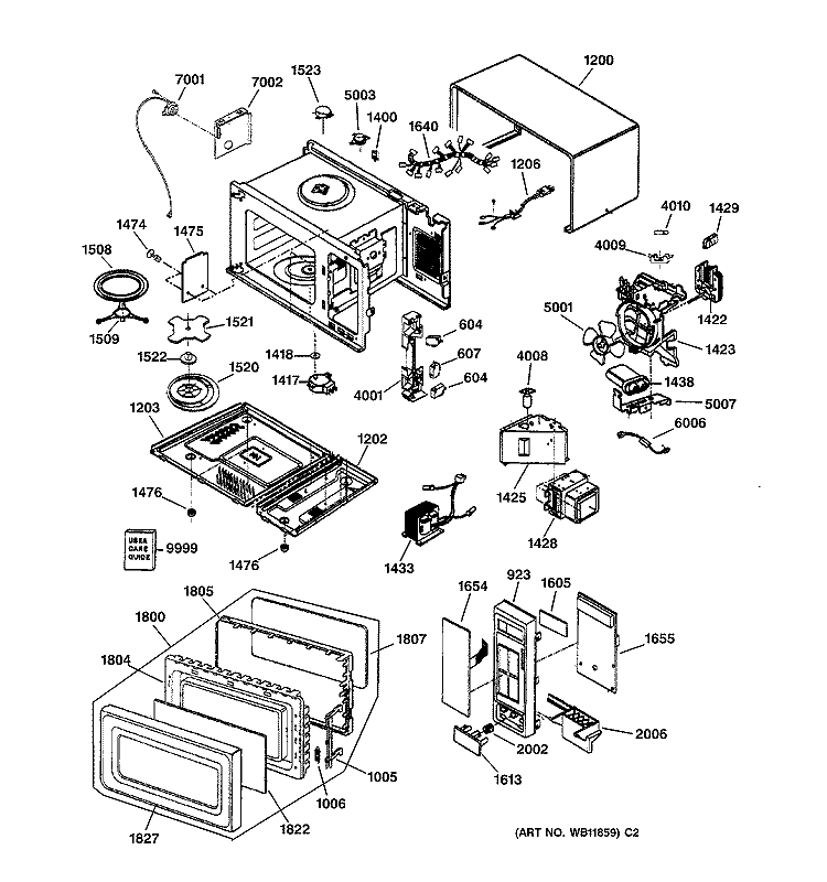 Section Diagram and Parts List for JES1851SB01  General Electric Microwave
