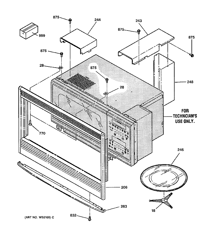 MICROWAVE INCLOSURE Diagram and Parts List for JTP95BA1BB  General Electric Microwave Oven Combo