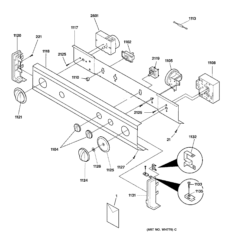 CONTROL PANEL Diagram and Parts List for WSM2780TDWAB  General Electric Washer Dryer Combo