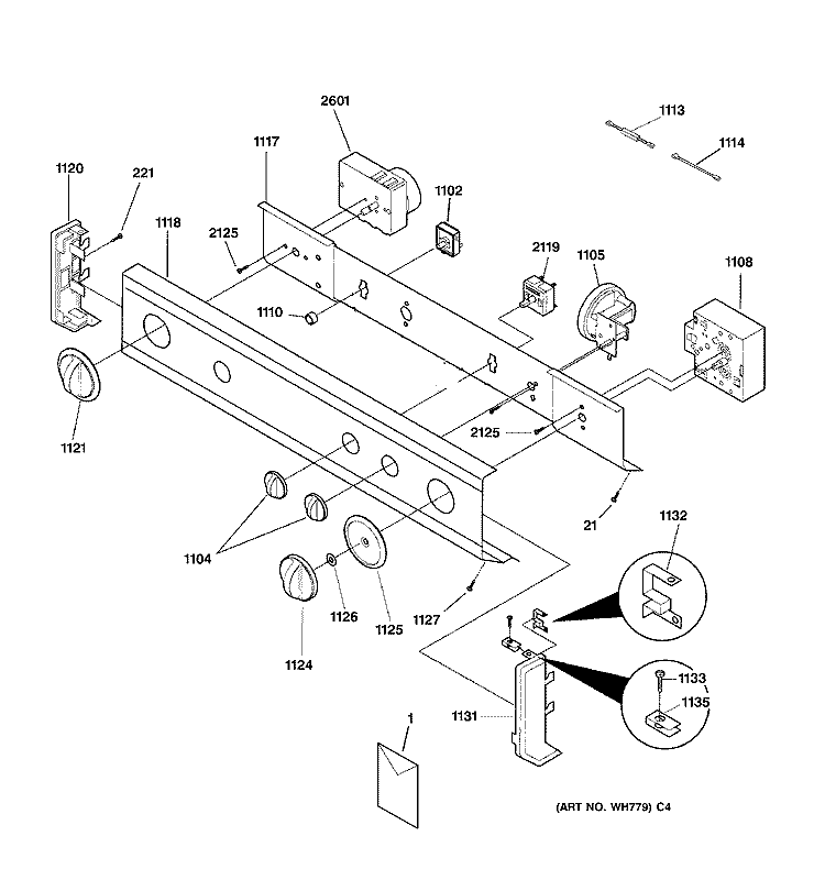 CONTROL PANEL Diagram and Parts List for WSM2700TEWWB  General Electric Washer Dryer Combo
