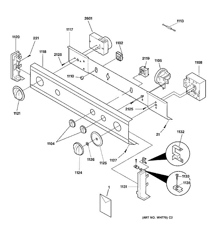 CONTROL PANEL Diagram and Parts List for WSM2780TEWWB  General Electric Washer Dryer Combo
