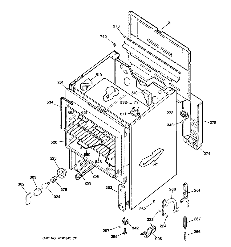 BODY PARTS Diagram and Parts List for RB530WB1  Hotpoint Range