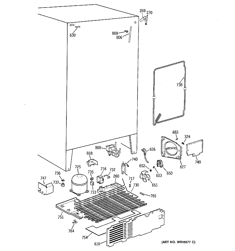 UNIT PARTS Diagram and Parts List for CSX25MRCEWW  Hotpoint Refrigerator