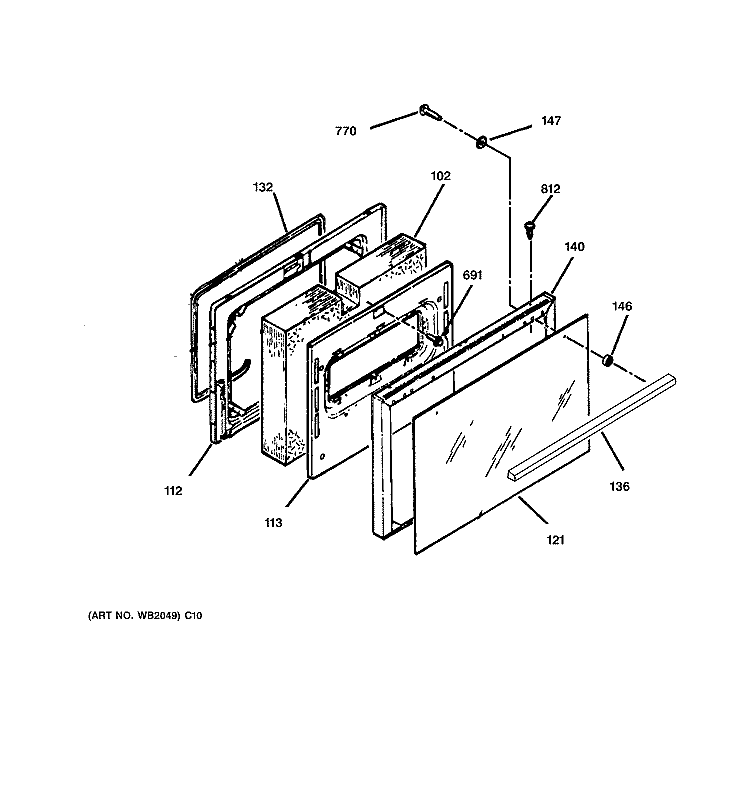 DOOR Diagram and Parts List for LEB316GT5WH  General Electric Range