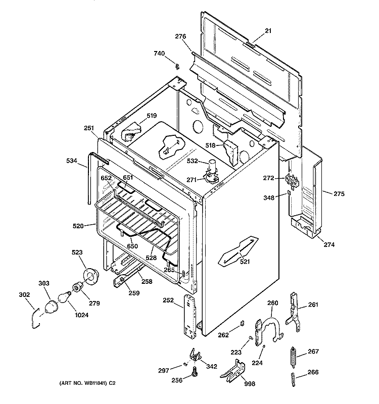 BODY PARTS Diagram and Parts List for JBS23BB1  General Electric Range