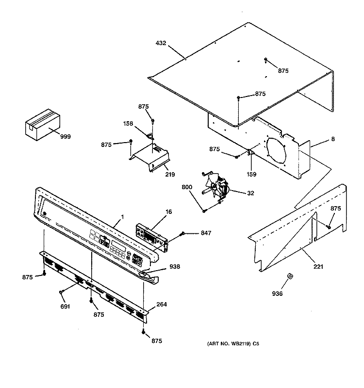 CONTROL PANEL & TOP Diagram and Parts List for JCKP18BA1BB  General Electric Wall Oven