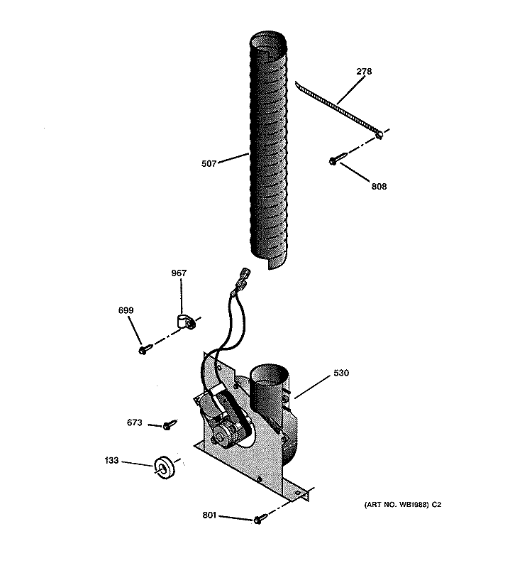 BLOWER Diagram and Parts List for JDP36BW1AD  General Electric Range