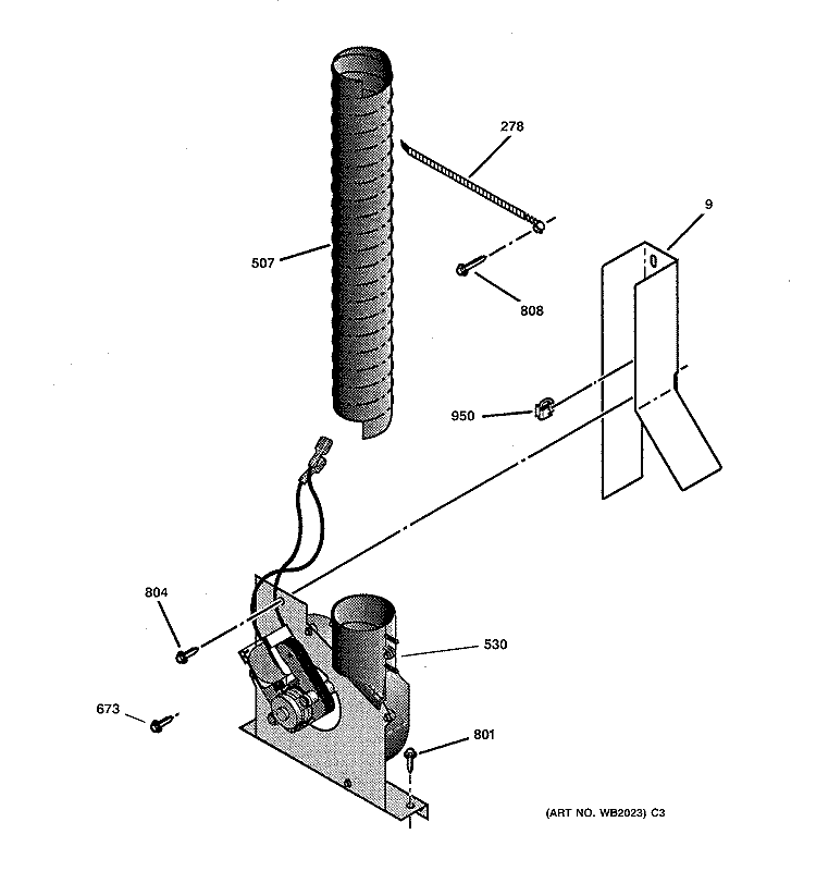 BLOWER Diagram and Parts List for JSP34BW1BB  General Electric Range