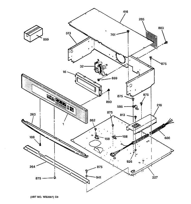 CONTROL PANEL Diagram and Parts List for JT950SA1SS  General Electric Wall Oven