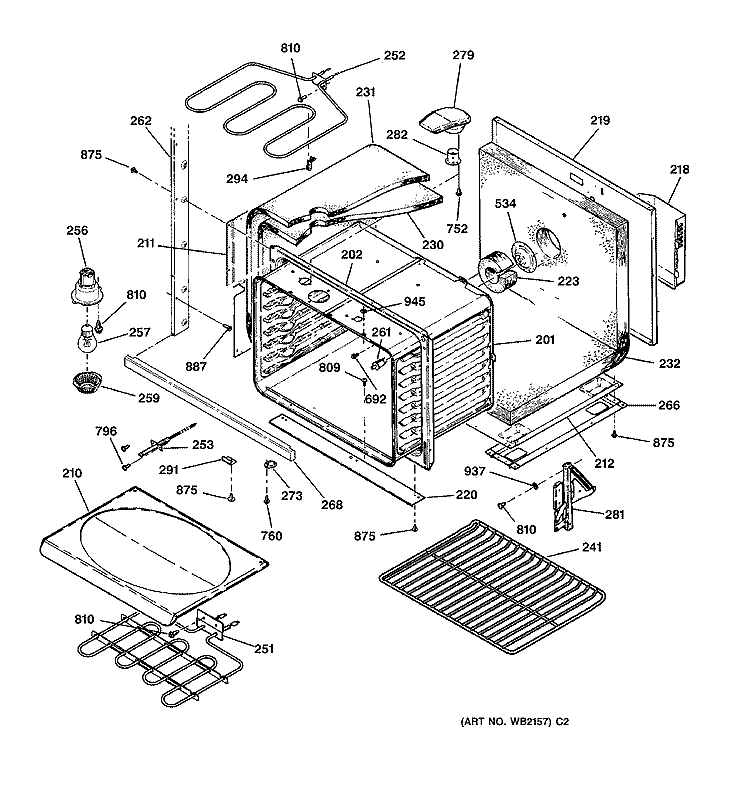 LOWER BODY Diagram and Parts List for JT950SA1SS  General Electric Wall Oven