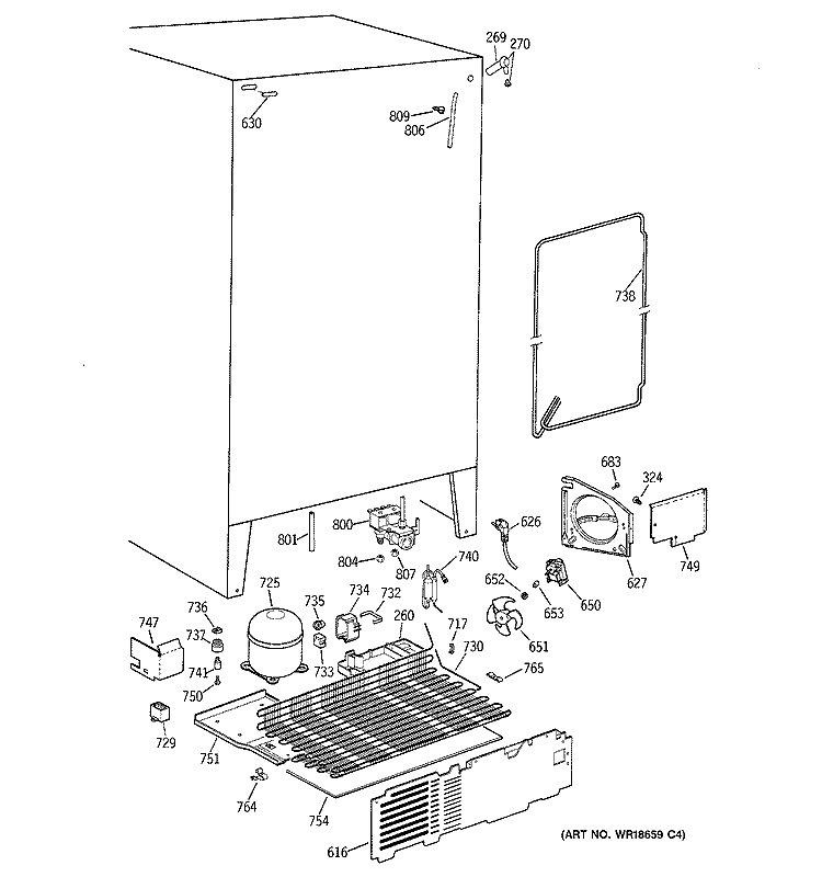 UNIT PARTS Diagram and Parts List for TFG20JRBEWW  General Electric Refrigerator