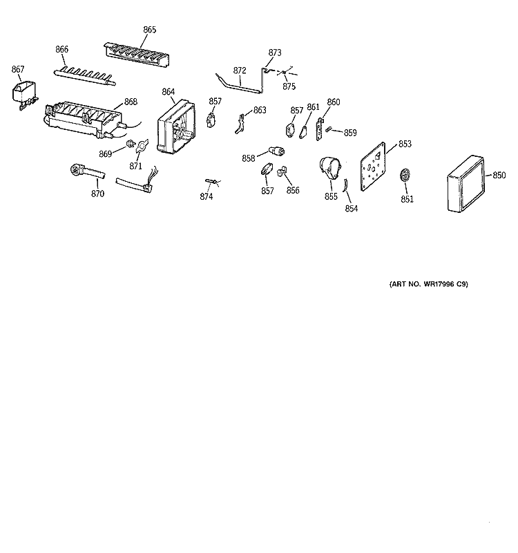ICEMAKER WR30X0330 Diagram and Parts List for TFG25PEBEWH  General Electric Refrigerator