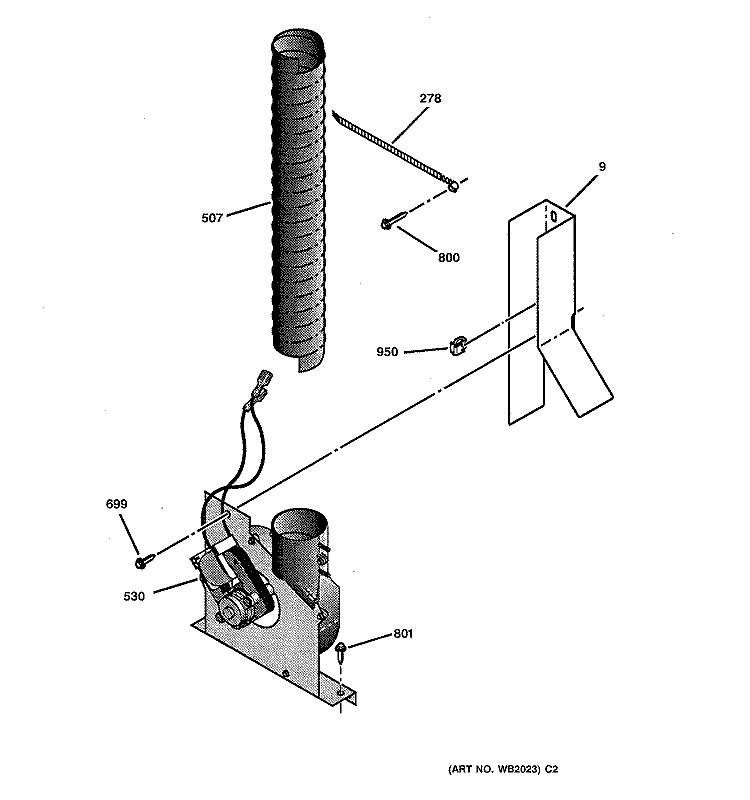BLOWER Diagram and Parts List for JCSP31BW1BB  General Electric Range