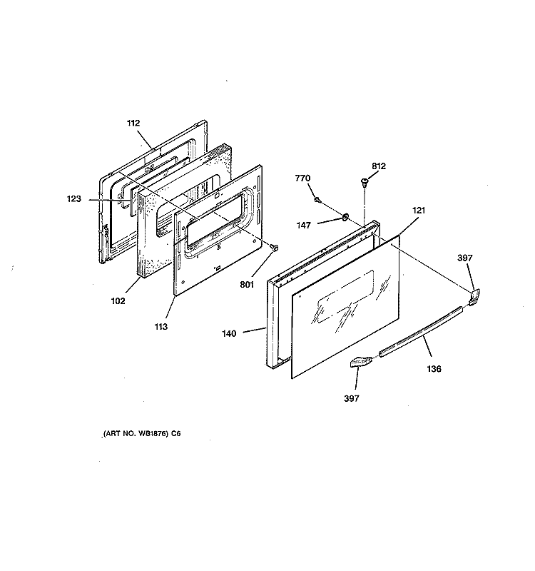 DOOR Diagram and Parts List for JSS26GV2BG  General Electric Range