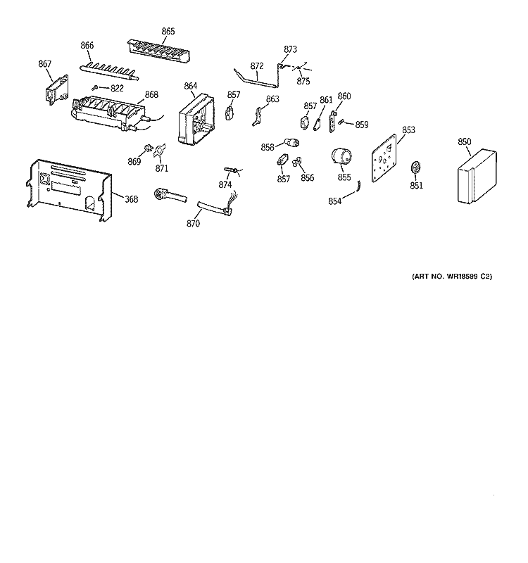 ICEMAKER WR30X0331 Diagram and Parts List for TFG28PFCEWW  General Electric Refrigerator