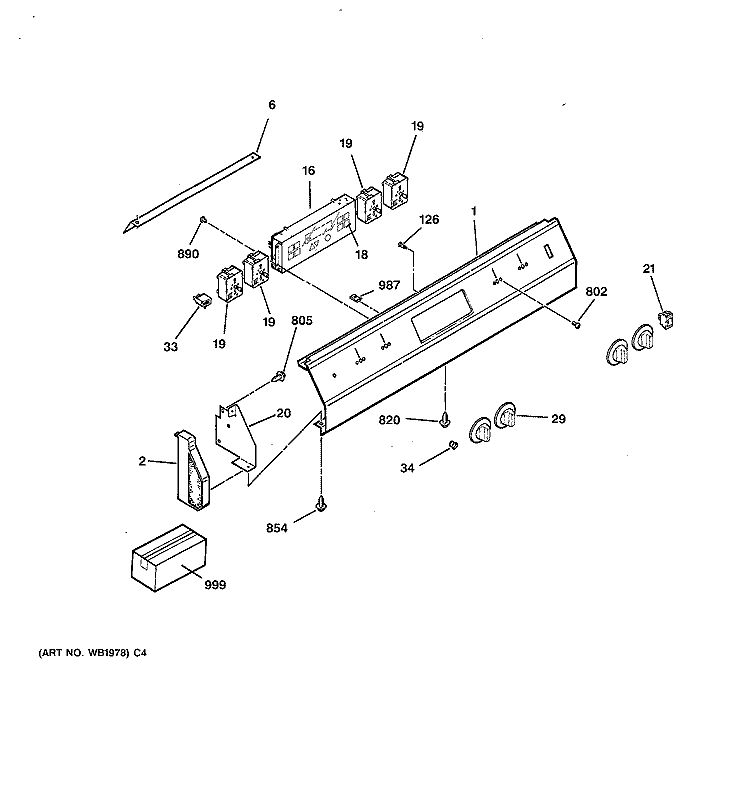 CONTROL PANEL Diagram and Parts List for JDS26BW1AD  General Electric Range