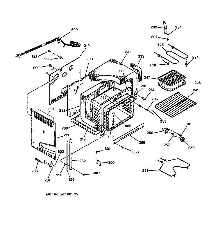 BODY PARTS Diagram and Parts List for JDS26BW1AD  General Electric Range