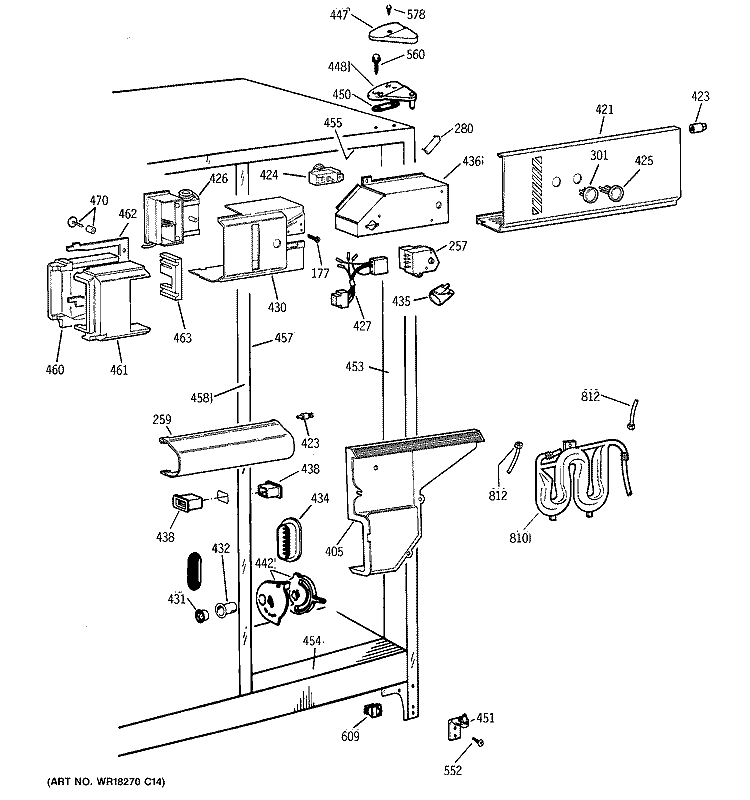 FRESH FOOD SECTION Diagram and Parts List for TFG27PRBEWW  General Electric Refrigerator