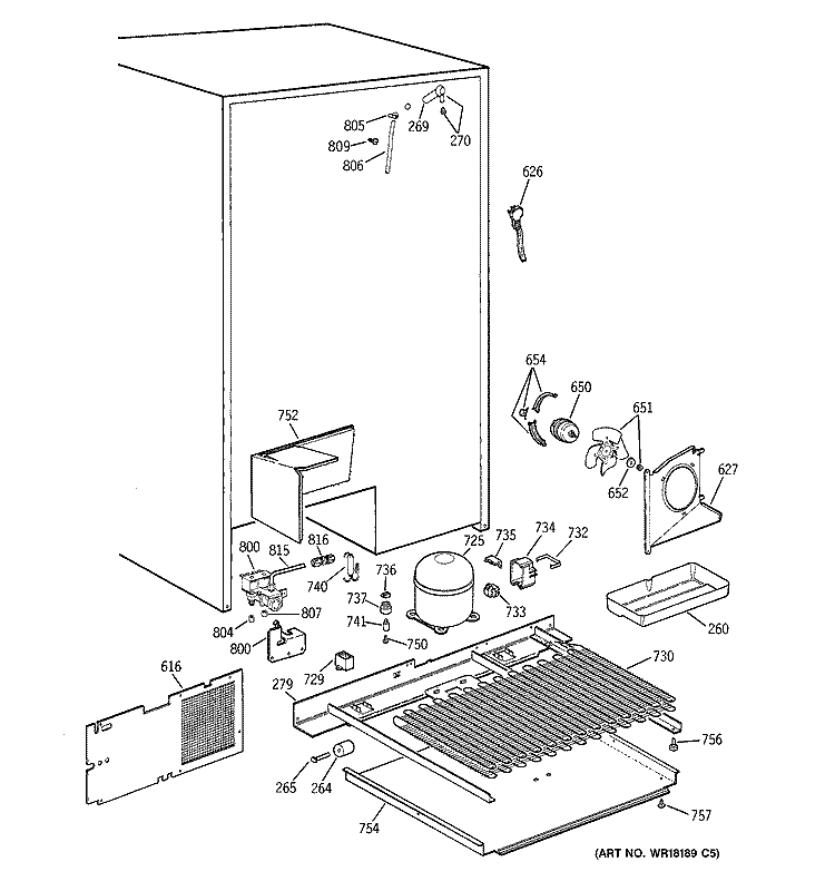 UNIT PARTS Diagram and Parts List for TFG28PRCEWW  General Electric Refrigerator
