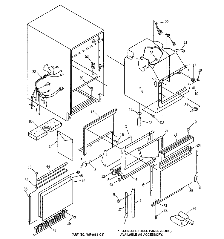 CABINET LINER & DOOR PARTS Diagram and Parts List for ZDIW50YB  General Electric Ice Maker