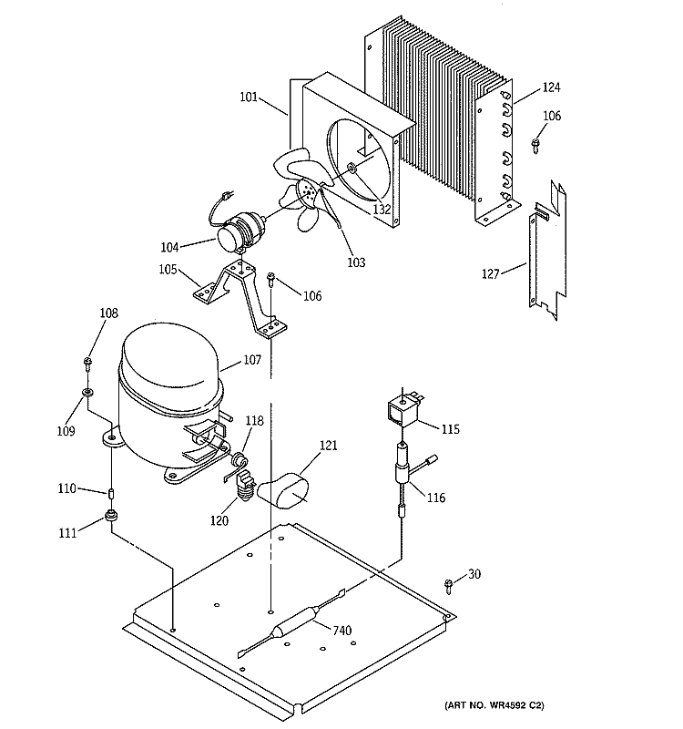UNIT PARTS Diagram and Parts List for ZDIW50YB  General Electric Ice Maker