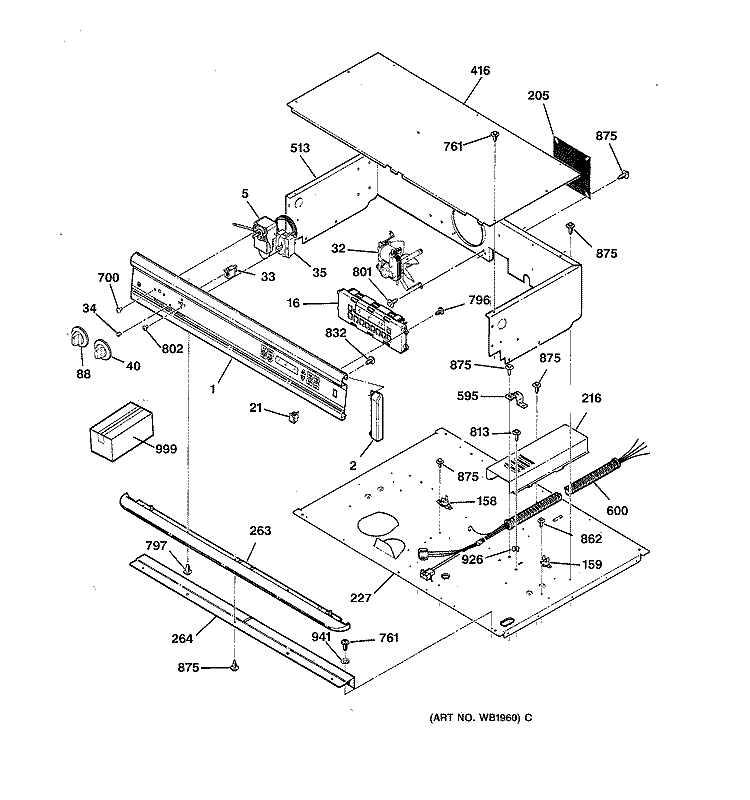 CONTROL PANEL Diagram and Parts List for JTP26GV2BB  General Electric Wall Oven