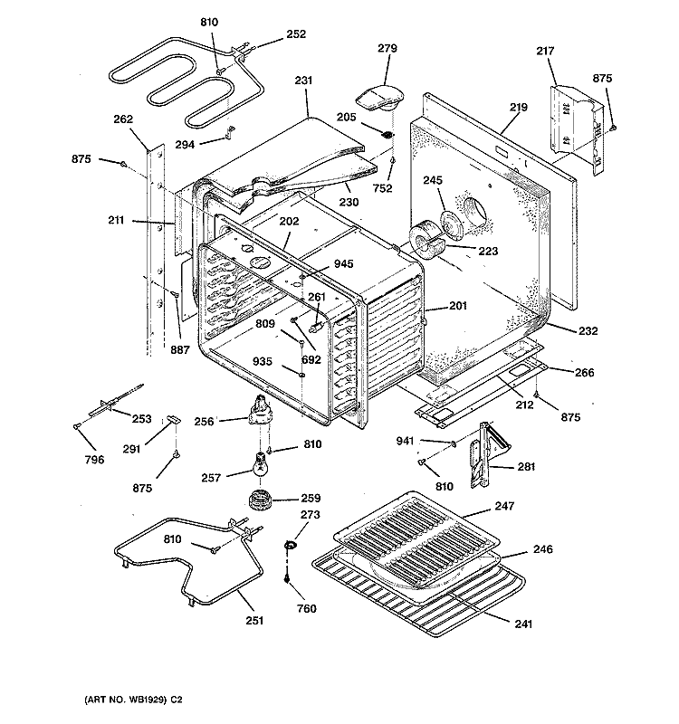 UPPER BODY PARTS Diagram and Parts List for JTP26GV2BB  General Electric Wall Oven