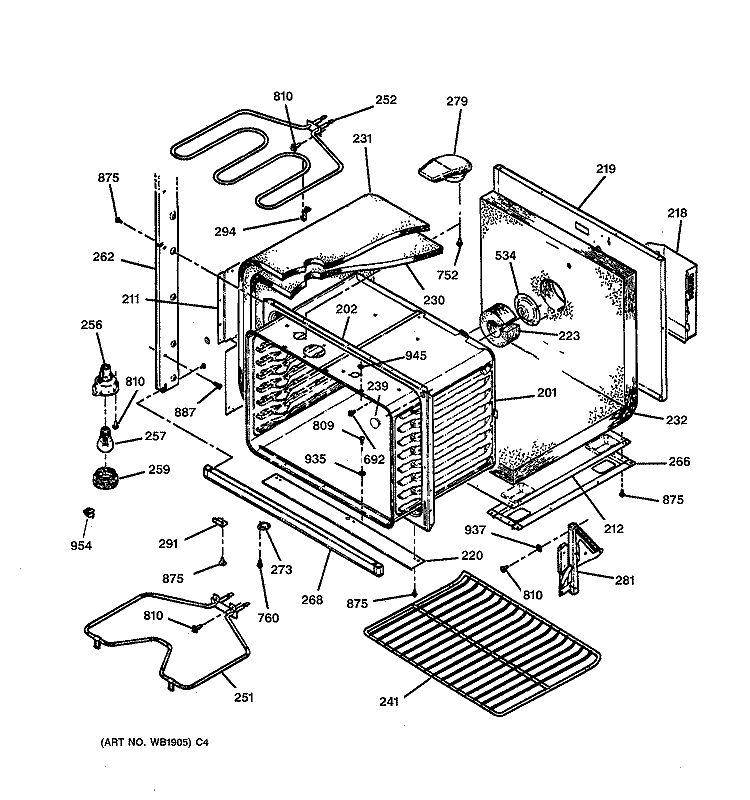 LOWER BODY PARTS Diagram and Parts List for JTP27BW1BB  General Electric Wall Oven