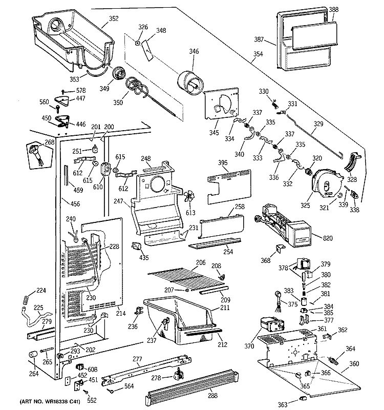 FREEZER SECTION Diagram and Parts List for TFZ20JRBEWH  General Electric Refrigerator