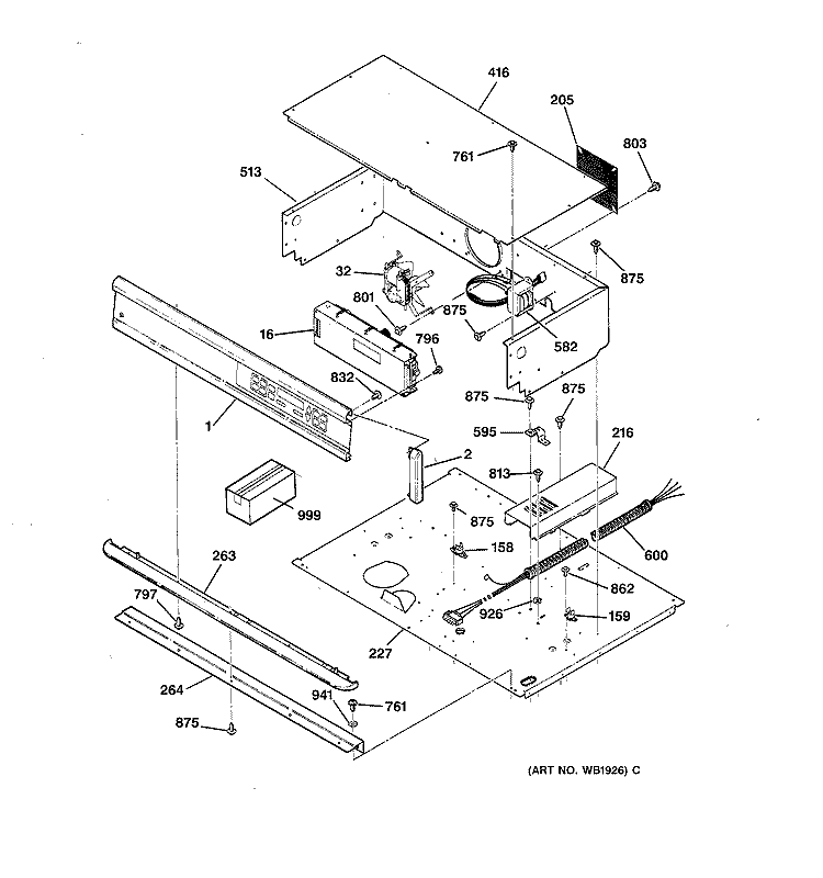 CONTROL PANEL Diagram and Parts List for JTP44GV2BB  General Electric Wall Oven