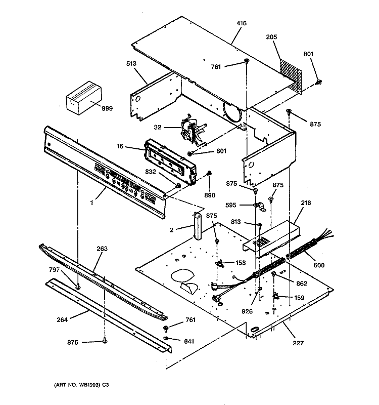 CONTROL PANEL Diagram and Parts List for JTP45BW2BB  General Electric Wall Oven