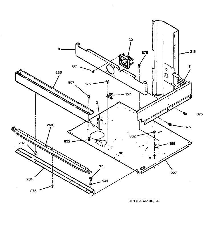 SPACER Diagram and Parts List for JTP45BW2BB  General Electric Wall Oven