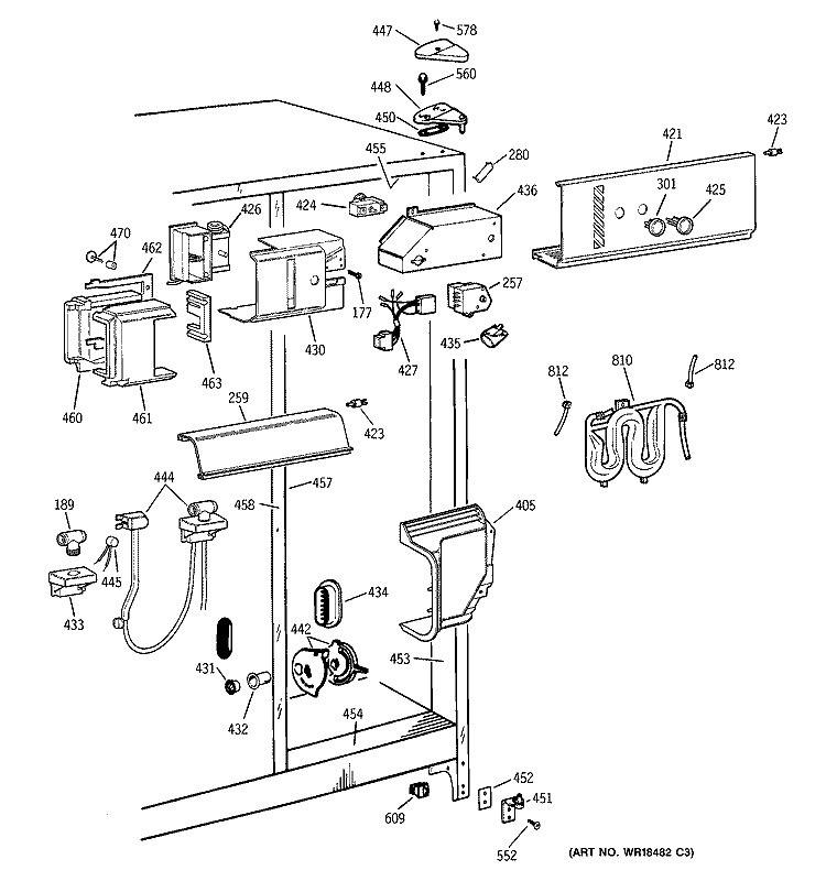 FRESH FOOD SECTION Diagram and Parts List for TFJ22PRBEWW  General Electric Refrigerator