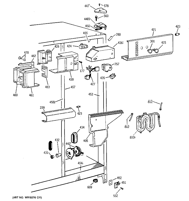 FRESH FOOD SECTION Diagram and Parts List for TFK22PRBEWW  General Electric Refrigerator