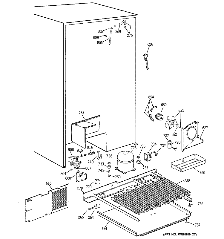 UNIT PARTS Diagram and Parts List for TFK28ZFBEAA  General Electric Refrigerator