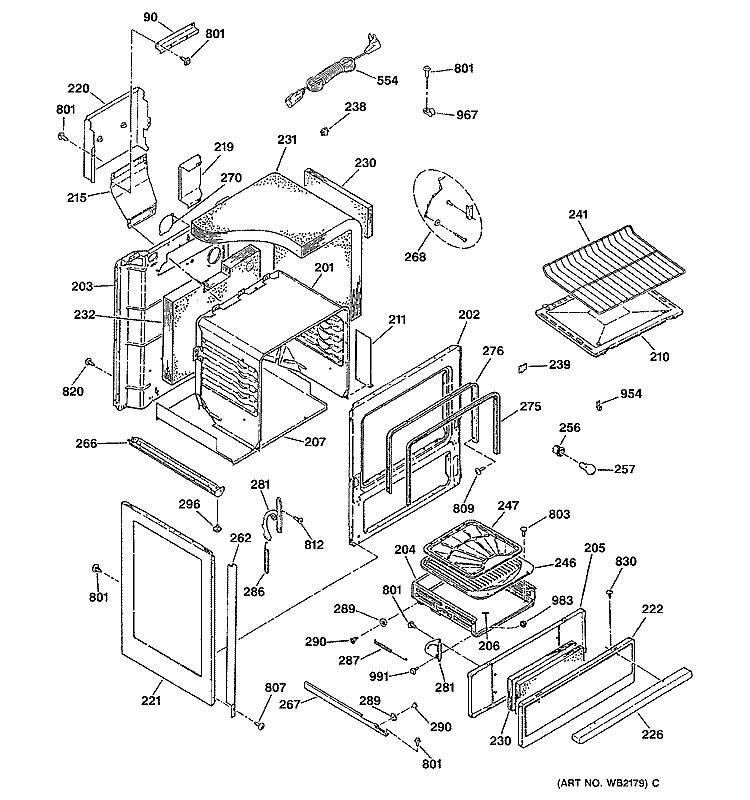 BODY PARTS Diagram and Parts List for JGSC12GET1BG  General Electric Range