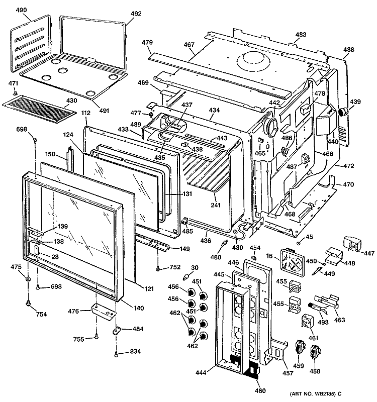 Section Diagram and Parts List for JHP56GN7AD  General Electric Range