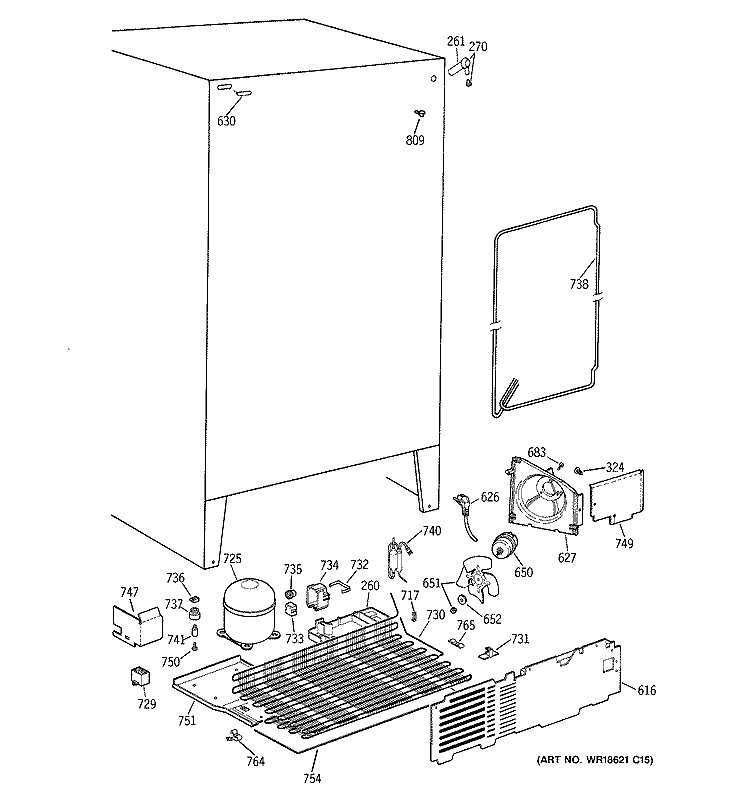 UNIT PARTS Diagram and Parts List for TFT20SABEAA  General Electric Refrigerator