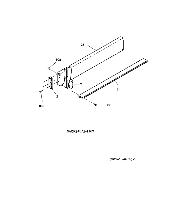 BACKSPLASH KIT Diagram and Parts List for JSP40AW3AA  General Electric Range