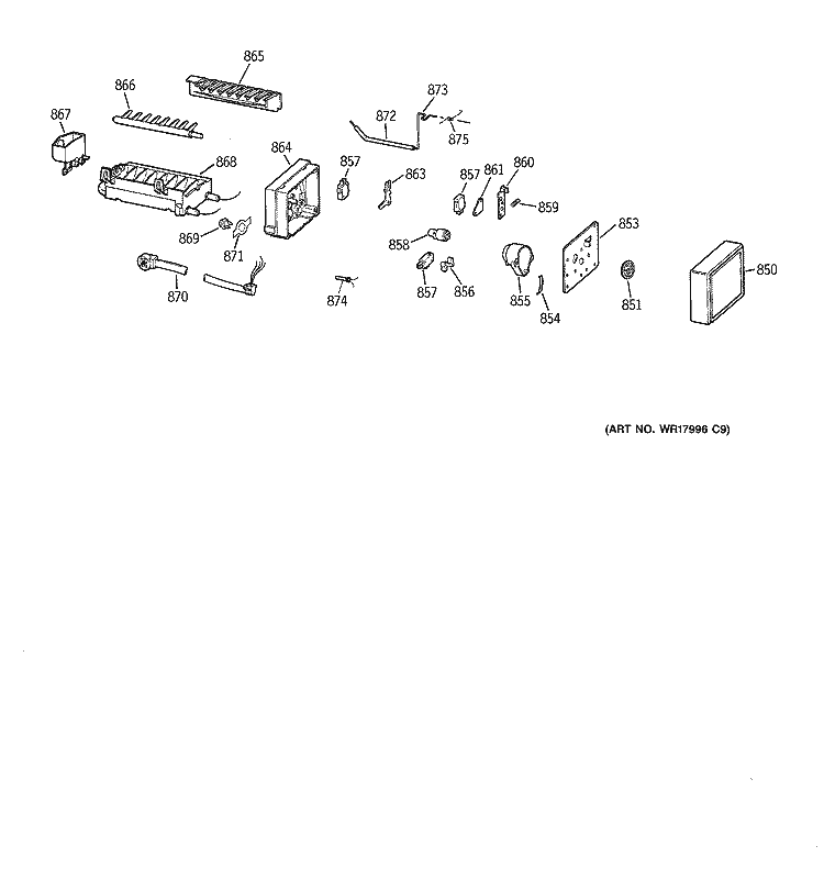 ICEMAKER WR30X0327 Diagram and Parts List for TFM22PRBEWW  General Electric Refrigerator