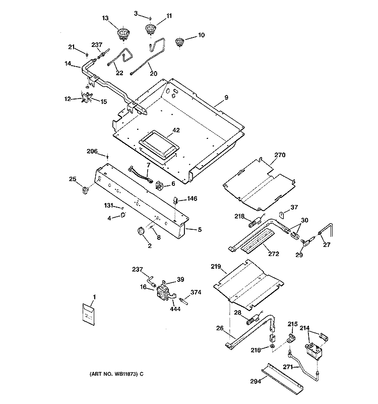 BURNER PARTS Diagram and Parts List for JGBP79AEB1AA  General Electric Range