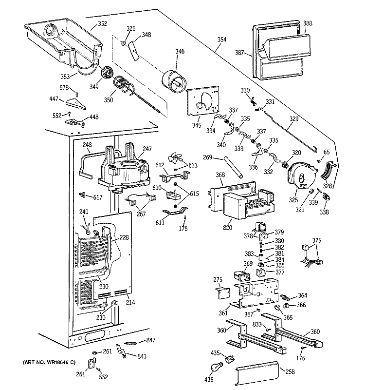 FREEZER SECTION Diagram and Parts List for TFM30PBBEWW  General Electric Refrigerator